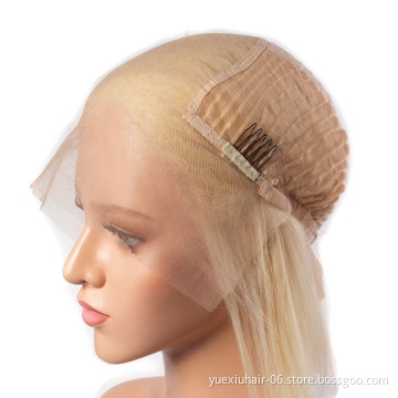 Blonde 613 Lace Front Human Hair Wigs  Straight Remy Brazilian Hair Wigs For Women